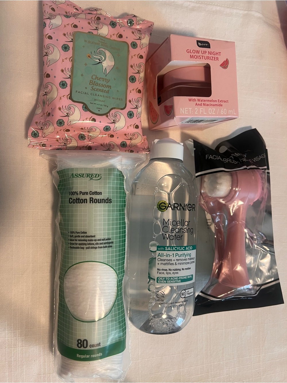 Garnier Micellar Water & Facial Skincare Bundle Cleanser Moisturizer Wipes Set
